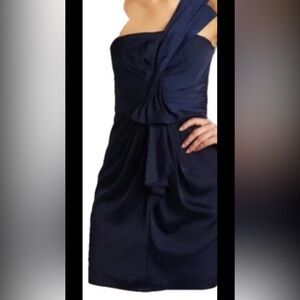BCBGMaxAzria One Shoulder Navy Dress
